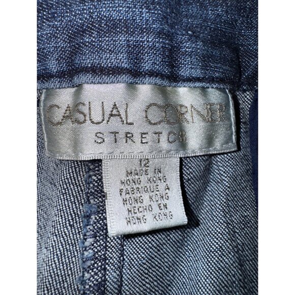 Casual Corner Stretch Dark Wash Flared Denim Jeans Size 12 Classic Casual Y2K - Picture 3 of 6